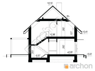 gotowy projekt Dom w zielistkach 35 przekroj budynku