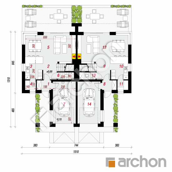gotowy projekt Willa Julia 3 rzut parteru