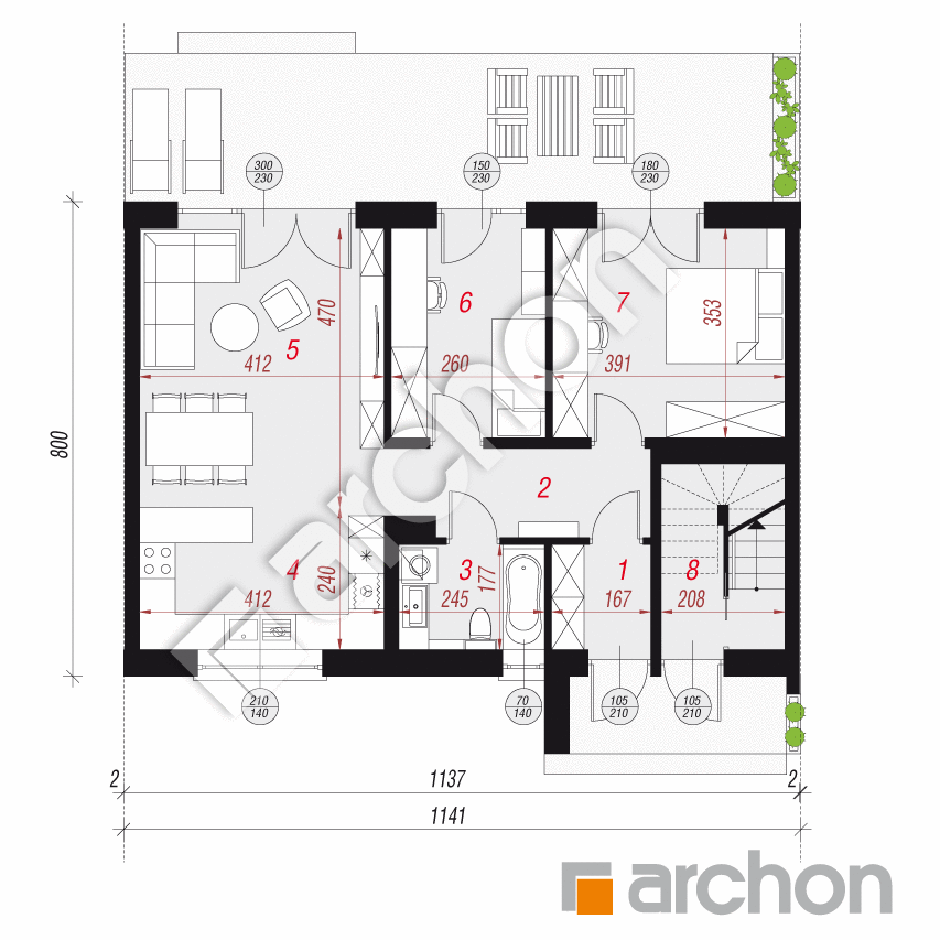 gotowy projekt Dom w halezjach 6 (R2S) rzut parteru