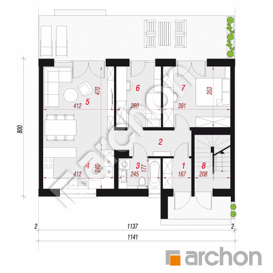 gotowy projekt Dom w halezjach 6 (R2S) rzut parteru