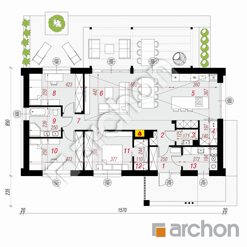 gotowy projekt Dom w mennicach (E) rzut parteru
