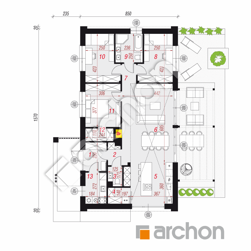 gotowy projekt Dom w mennicach (E) rzut parteru