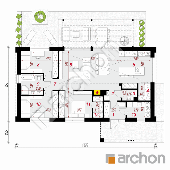 gotowy projekt Dom w mennicach (E) rzut parteru