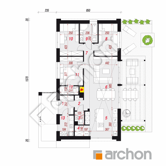 gotowy projekt Dom w mennicach (E) rzut parteru