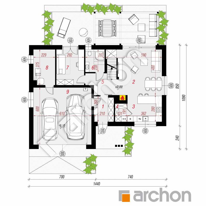 gotowy projekt Dom w jabłonkach 25 (G2) rzut parteru