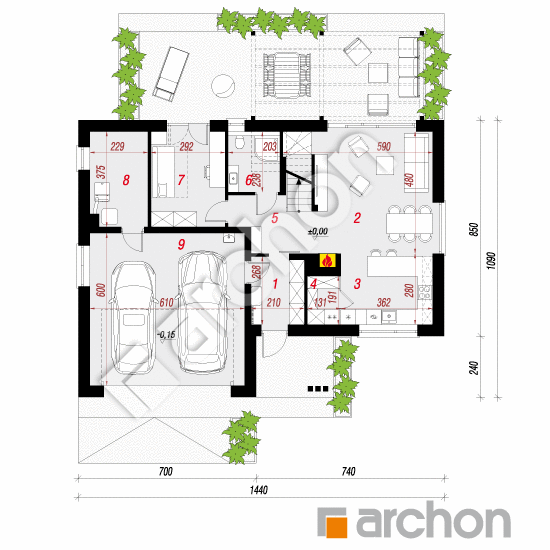 gotowy projekt Dom w jabłonkach 25 (G2) rzut parteru