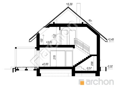 gotowy projekt Dom w malinówkach 56 (G2) przekroj budynku