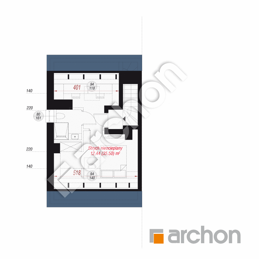 gotowy projekt Dom w bylicach 7 (B) rzut poddasza