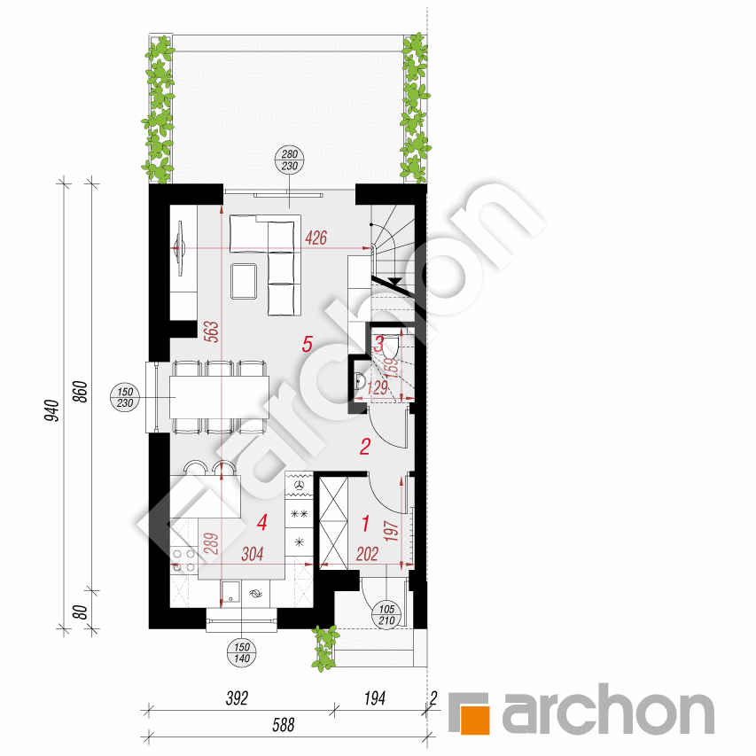 gotowy projekt Dom w bylicach 7 (B) rzut parteru