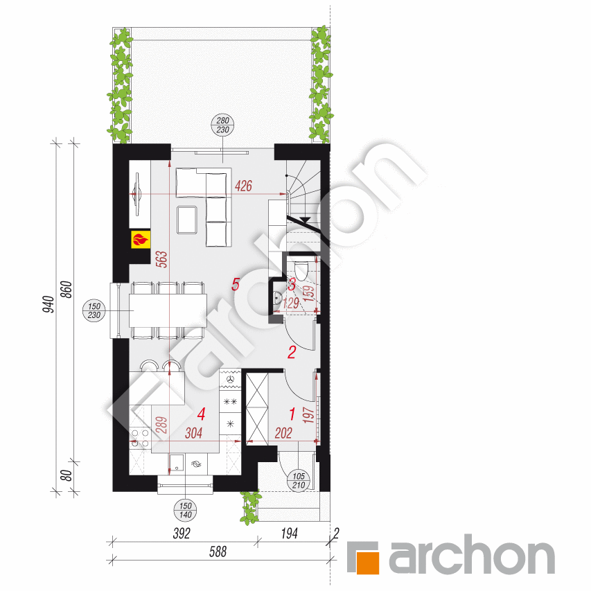 gotowy projekt Dom w bylicach 7 (B) rzut parteru