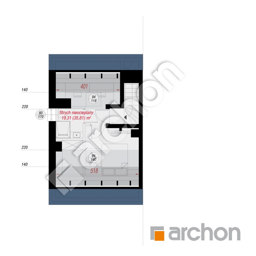 gotowy projekt Dom w bylicach 7 (B) rzut poddasza