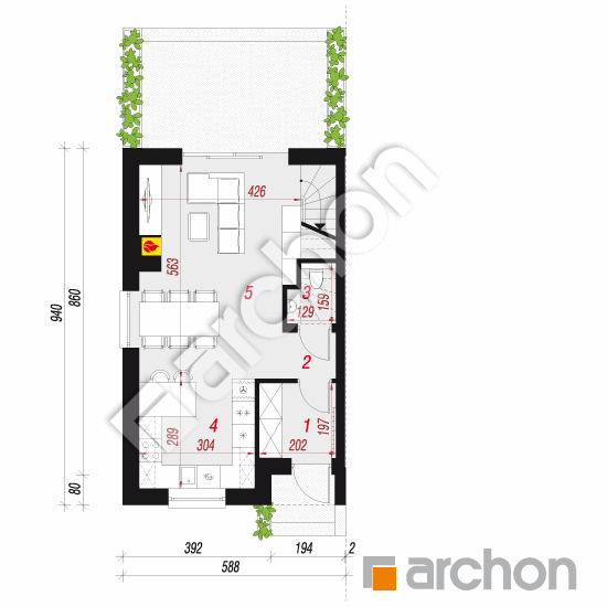 gotowy projekt Dom w bylicach 7 (B) rzut parteru