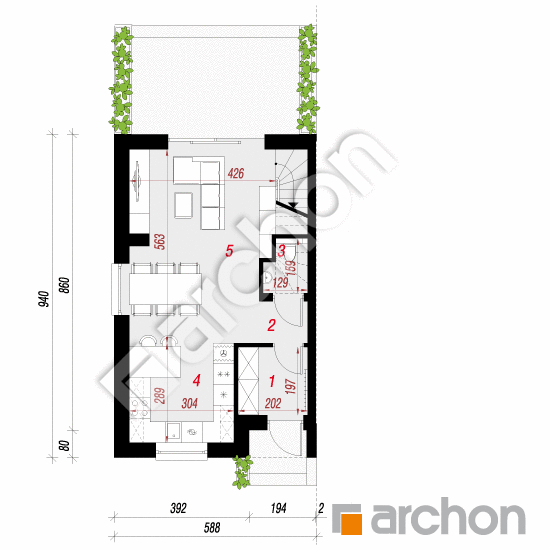 gotowy projekt Dom w bylicach 7 (B) rzut parteru