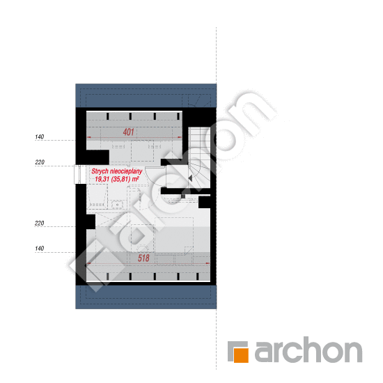 gotowy projekt Dom w bylicach 7 (B) rzut poddasza