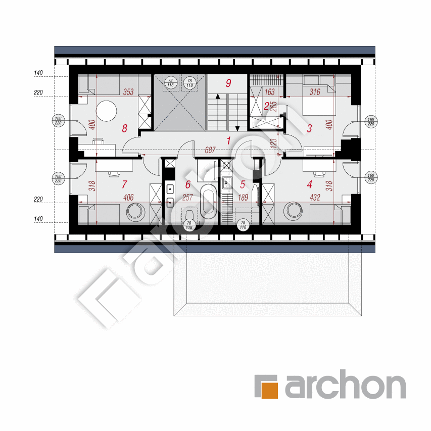 gotowy projekt Dom w szantach 2 (G2E) rzut poddasza
