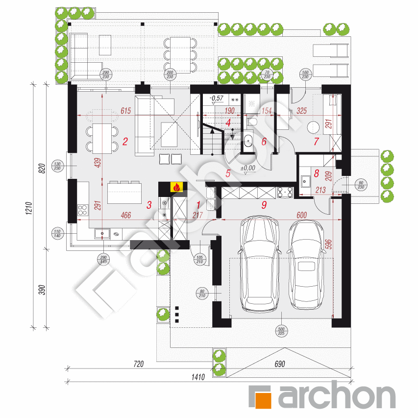 gotowy projekt Dom w szantach 2 (G2E) rzut parteru