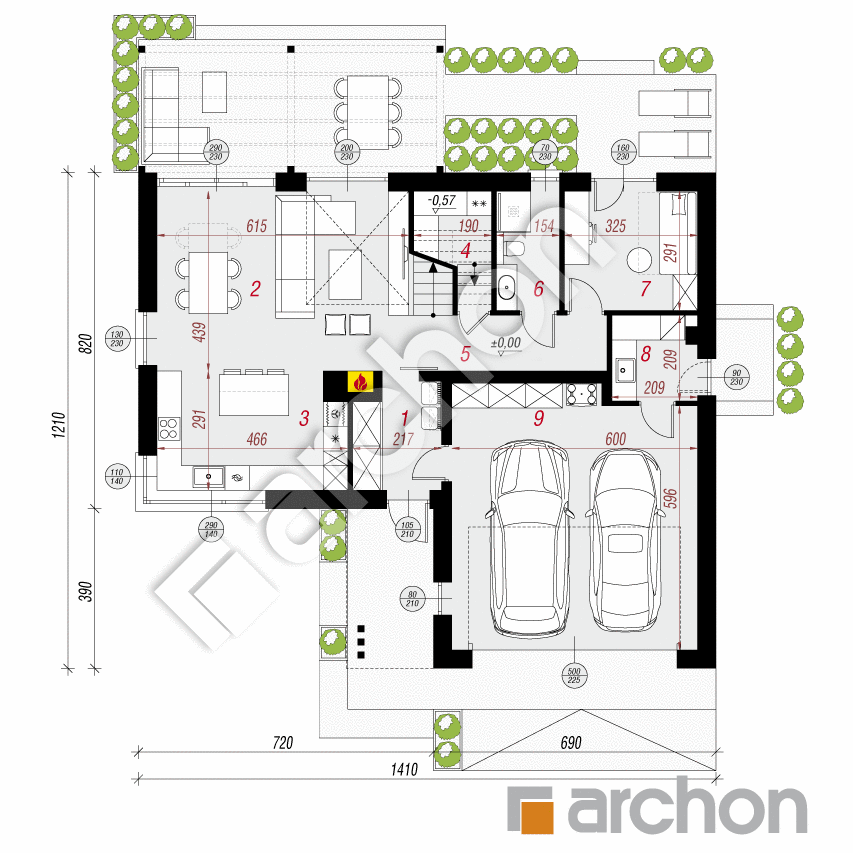 gotowy projekt Dom w szantach 2 (G2E) rzut parteru