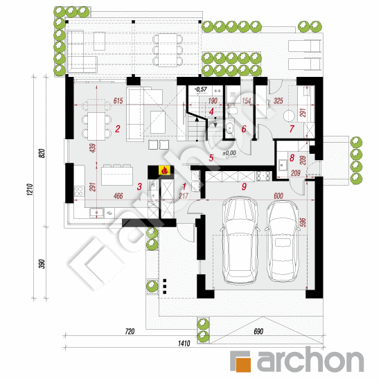 gotowy projekt Dom w szantach 2 (G2E) rzut parteru