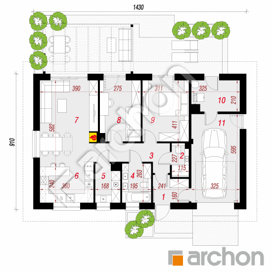gotowy projekt Dom w kruszczykach 37 (G) rzut parteru