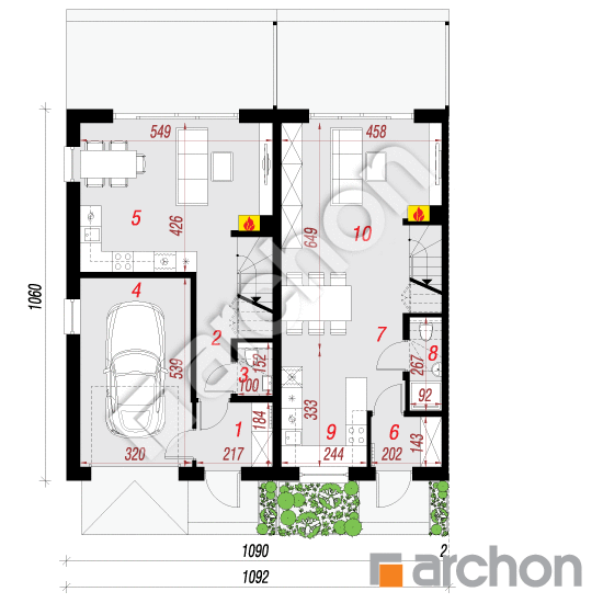 gotowy projekt Dom w riveach 17 (GR2B) rzut parteru