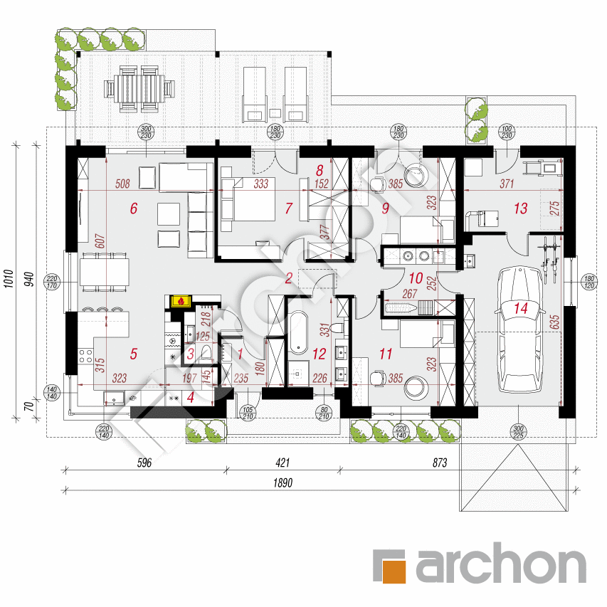 gotowy projekt Dom w lipiennikach 6 (GM) rzut parteru