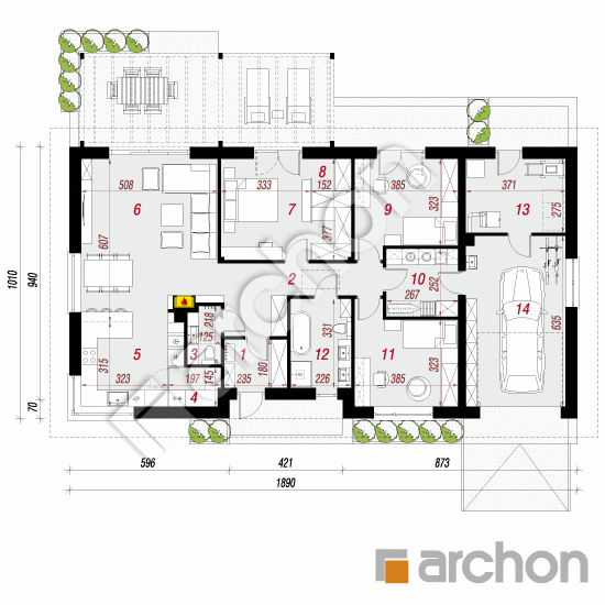 gotowy projekt Dom w lipiennikach 6 (GM) rzut parteru