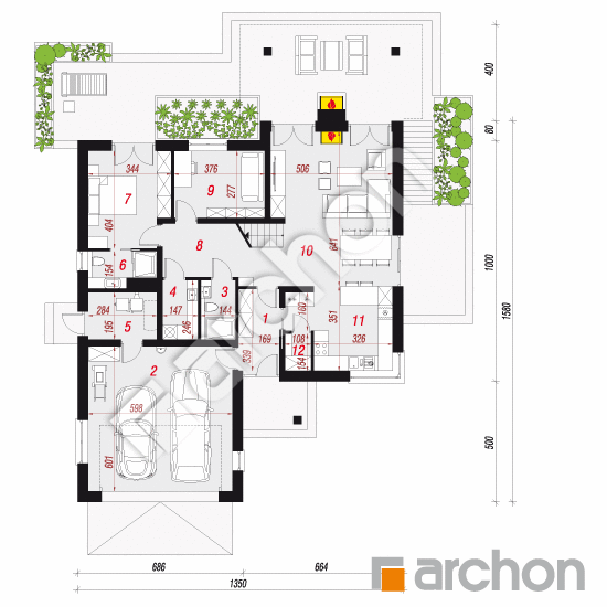 gotowy projekt Dom w pierwiosnkach (G2) rzut parteru