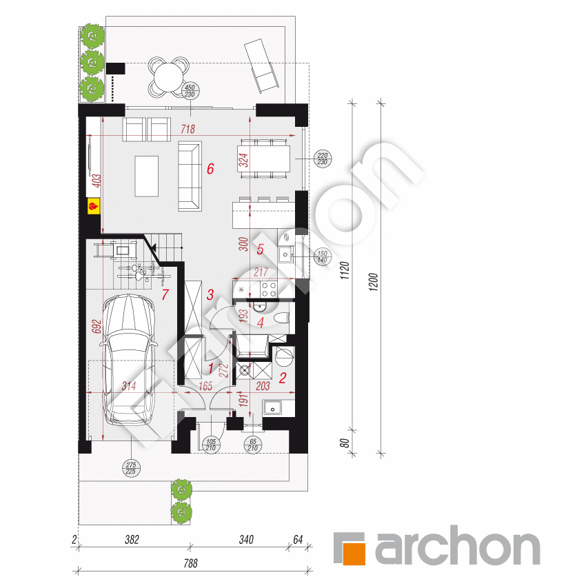 gotowy projekt Dom w klematisach 33 (GB) rzut parteru