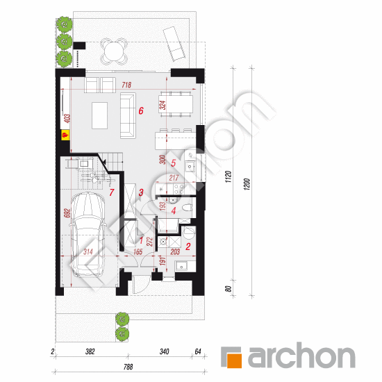 gotowy projekt Dom w klematisach 33 (GB) rzut parteru