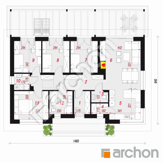 gotowy projekt Dom w kostrzewach 5 (A) rzut parteru