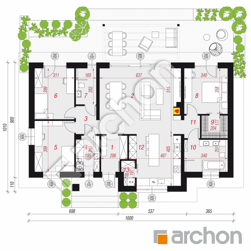 gotowy projekt Dom w angeloniach 2 (E) rzut parteru