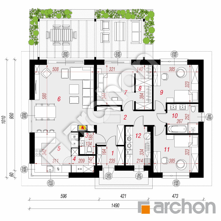 gotowy projekt Dom w lipiennikach 3 rzut parteru