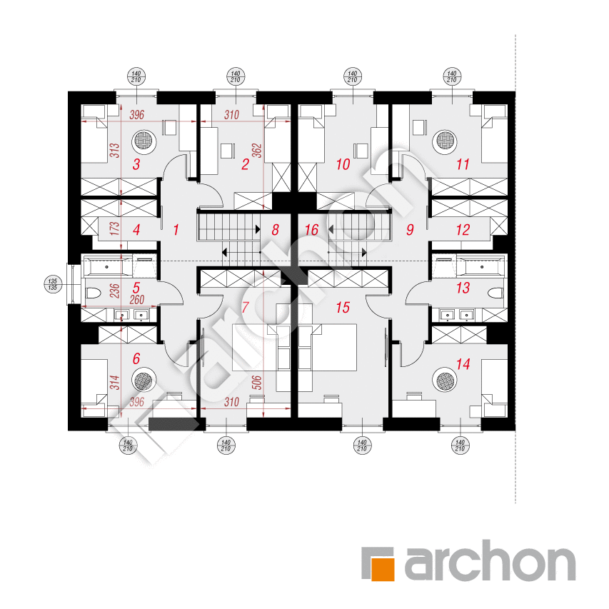gotowy projekt Dom w narcyzach 6 (R2BA) rzut poddasza