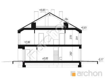 gotowy projekt Dom w narcyzach 6 (R2BA) przekroj budynku