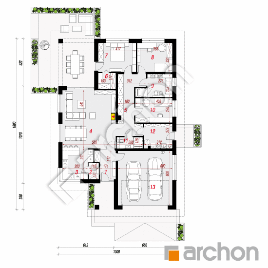 gotowy projekt Dom w renklodach 15 (G2) rzut parteru