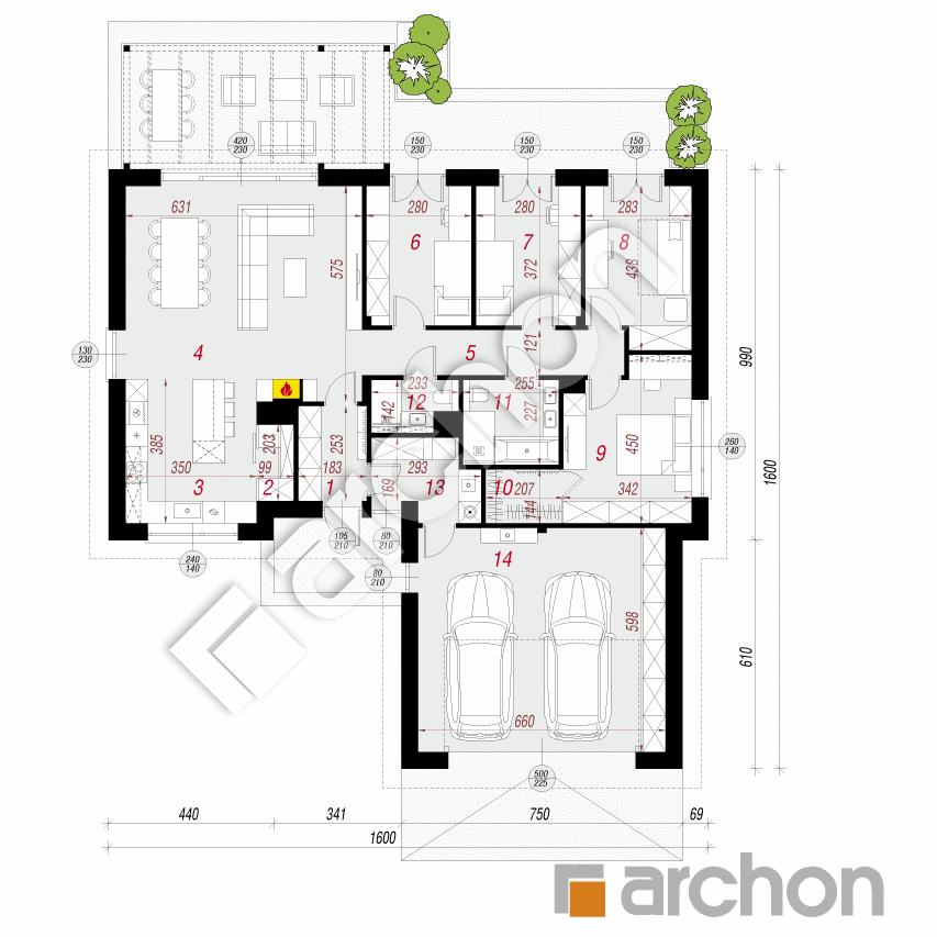 gotowy projekt Dom w skalnicach (G2) rzut parteru