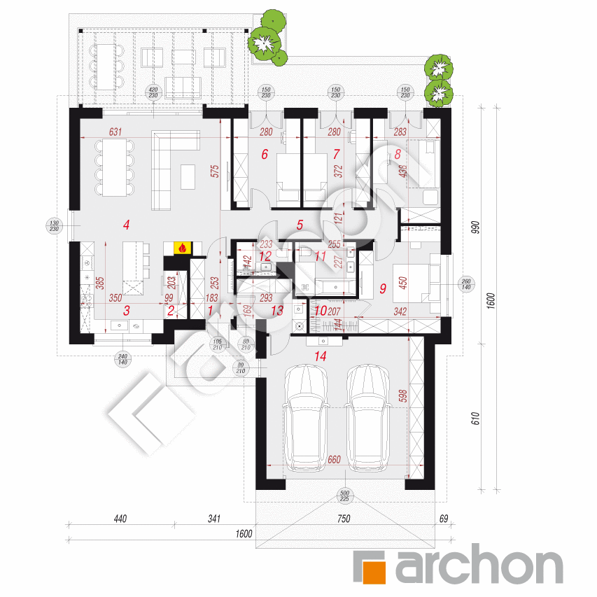 gotowy projekt Dom w skalnicach (G2) rzut parteru