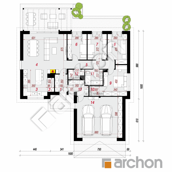 gotowy projekt Dom w skalnicach (G2) rzut parteru
