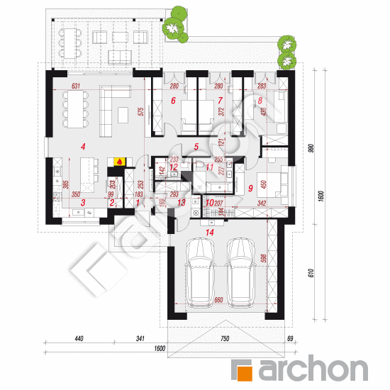 gotowy projekt Dom w skalnicach (G2) rzut parteru