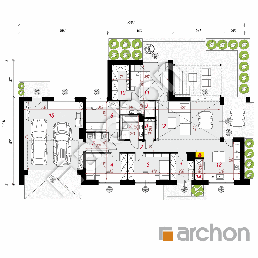 gotowy projekt Dom w kosaćcach 46 (G2) rzut parteru