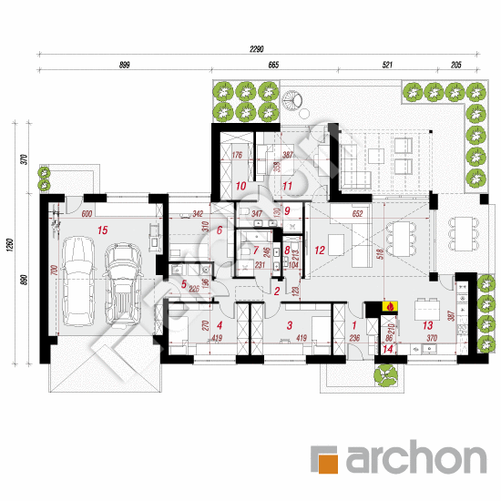 gotowy projekt Dom w kosaćcach 46 (G2) rzut parteru