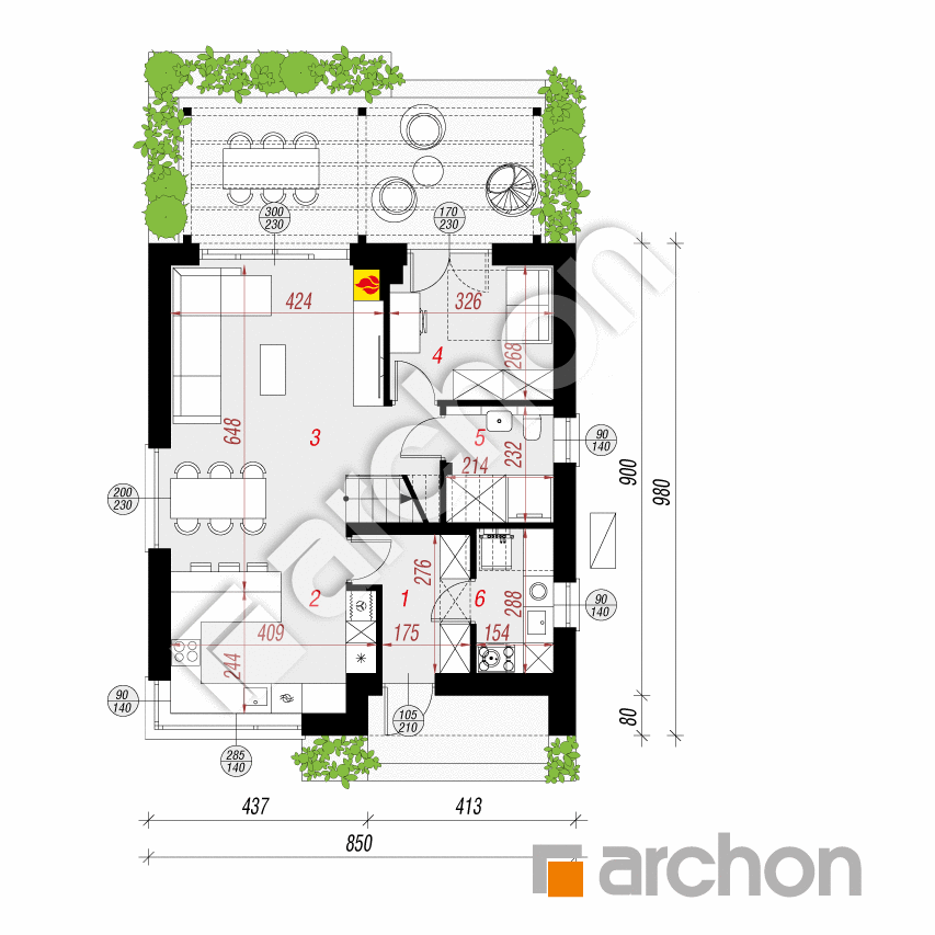 gotowy projekt Dom w koralach (E) OZE rzut parteru