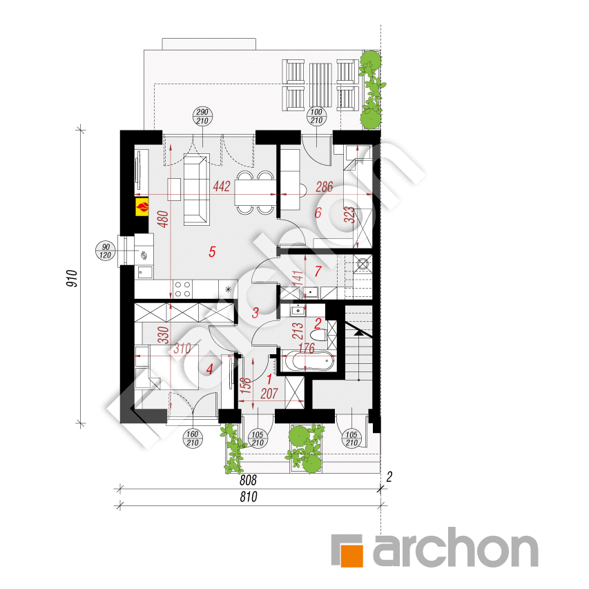 gotowy projekt Dom w rokitnikach (R2B) rzut parteru