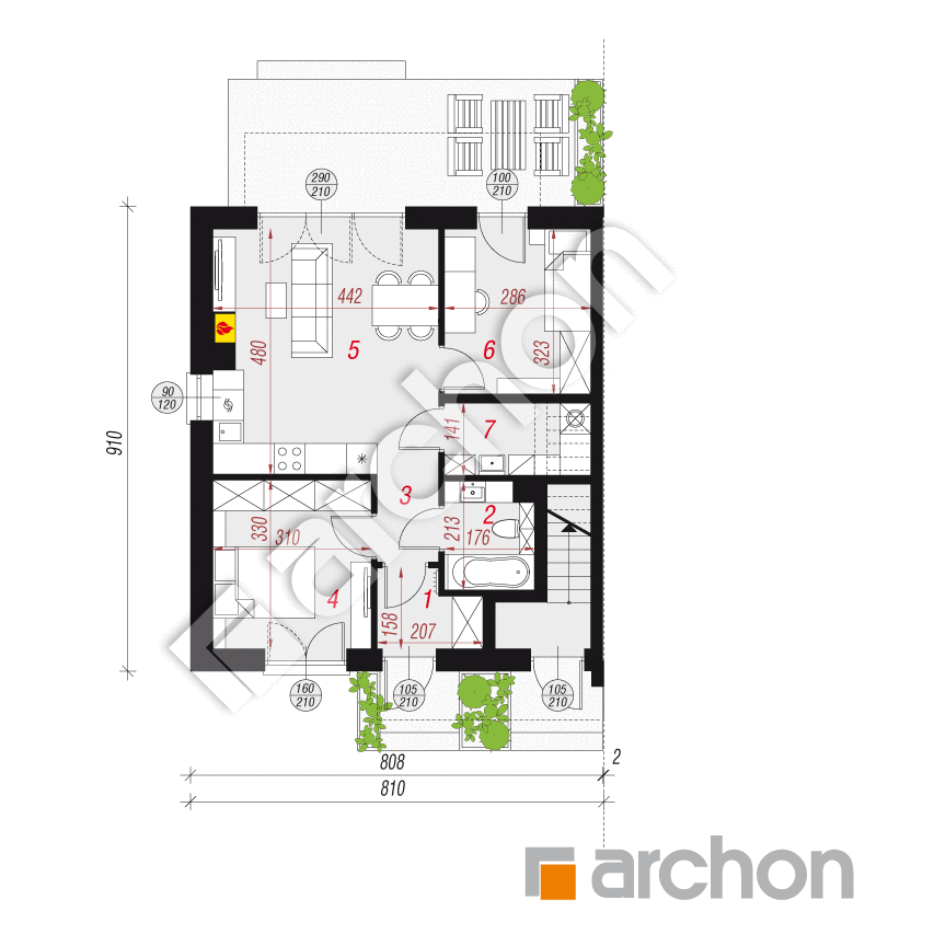 gotowy projekt Dom w rokitnikach (R2B) rzut parteru