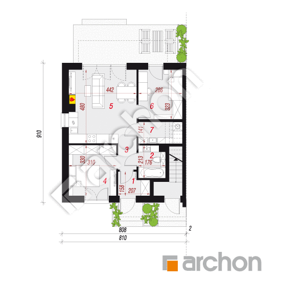 gotowy projekt Dom w rokitnikach (R2B) rzut parteru