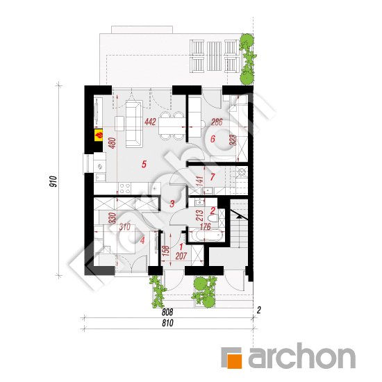 gotowy projekt Dom w rokitnikach (R2B) rzut parteru