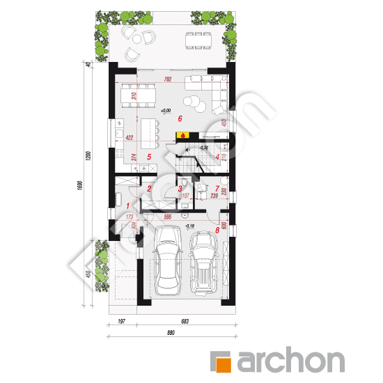 gotowy projekt Dom w sedum (G2) rzut parteru