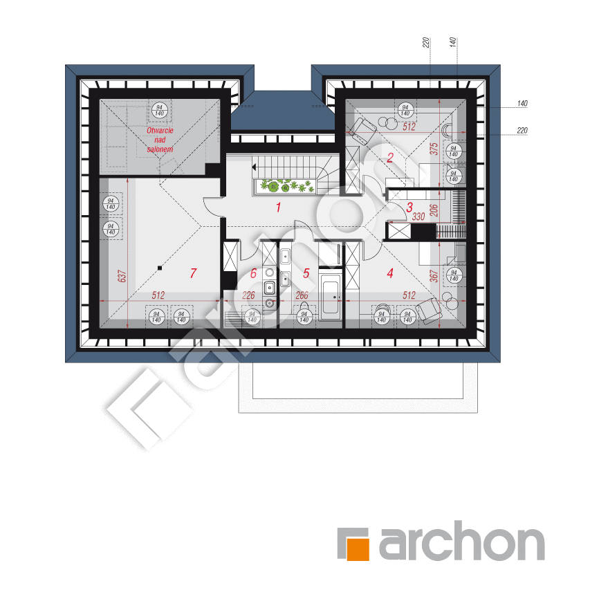 gotowy projekt Dom w kliwiach 11 (G2) rzut poddasza