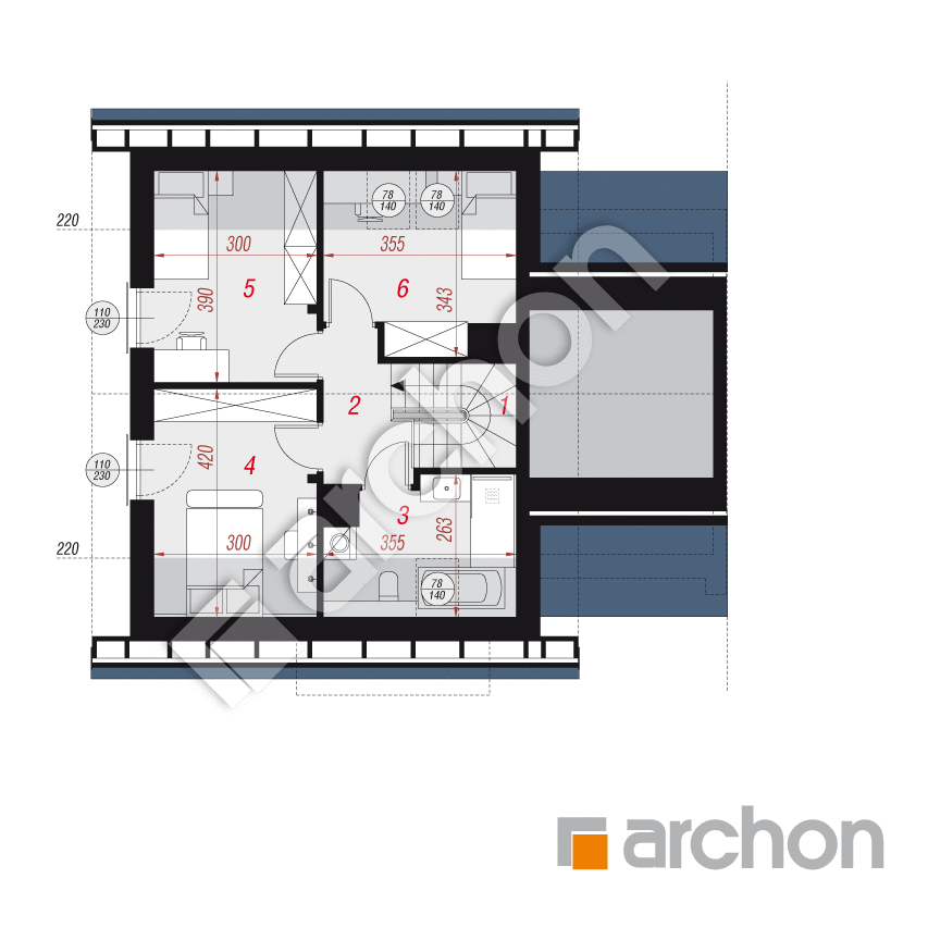 gotowy projekt Dom w arkadiach 8 (GB) rzut poddasza