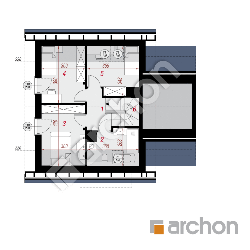 gotowy projekt Dom w arkadiach 8 (GB) rzut poddasza